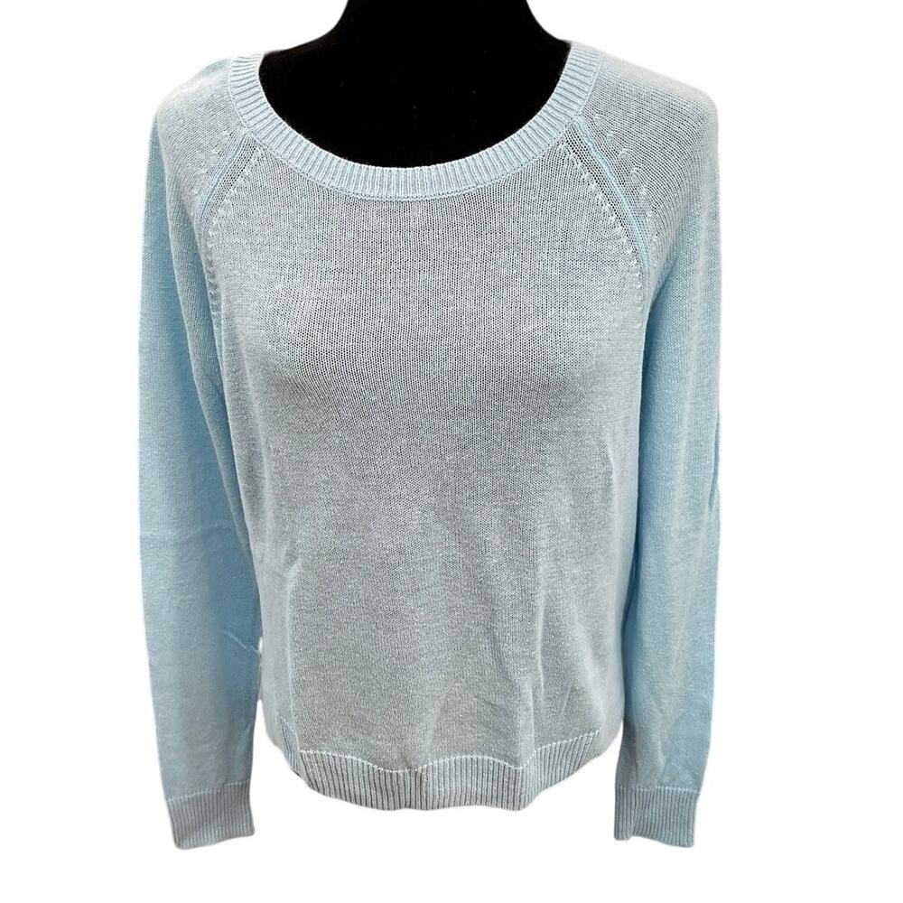 J.Crew Blue Linen Blend Sweater Small Layering Coastal